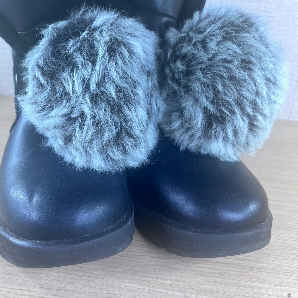 UGG Isadora Black Leather Suede Pom Pom Waterproof Winter Boots Women 11 1018605 - Picture 9 of 11